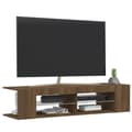 Pikkukuva 6 / 11: vidaXL TV-taso LED-valoilla ruskea tammi 135x39x30 cm