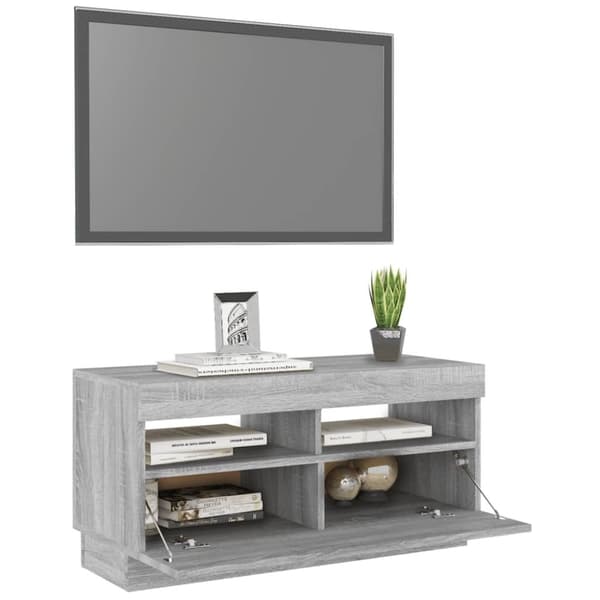 vidaXL tv-bord med LED-lys 80x35x40 cm grå sonoma-eg
