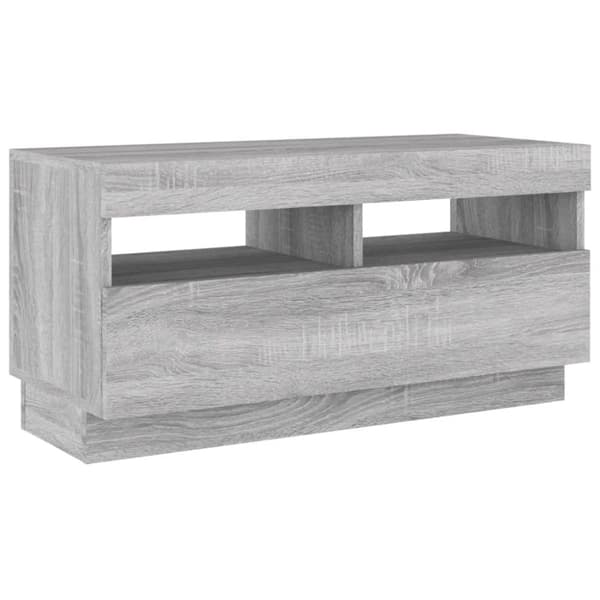 vidaXL tv-bord med LED-lys 80x35x40 cm grå sonoma-eg