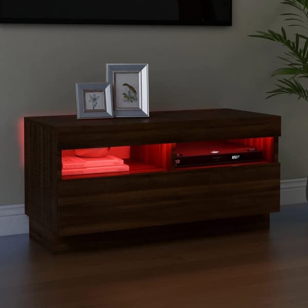 vidaXL TV-taso LED-valoilla ruskea tammi 80x35x40 cm