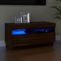Pikkukuva 1 / 11: vidaXL TV-taso LED-valoilla ruskea tammi 80x35x40 cm