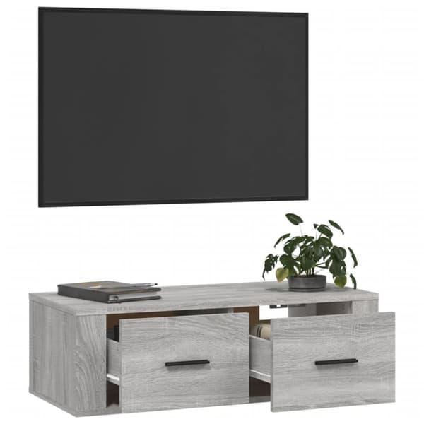 vidaXL væghængt tv-bord 80x36x25 cm konstrueret træ grå sonoma-eg