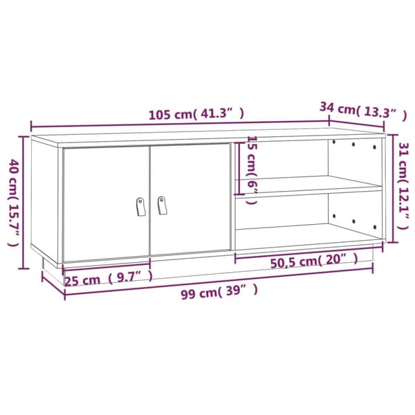 vidaXL tv-bord 105x34x40 cm massivt fyrretræ