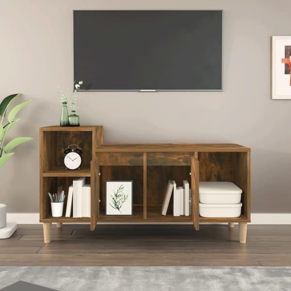 vidaXL TV-benk røkt eik 100x35x55 cm konstruert tre