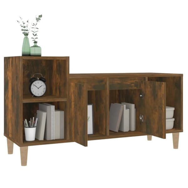 vidaXL TV-benk røkt eik 100x35x55 cm konstruert tre