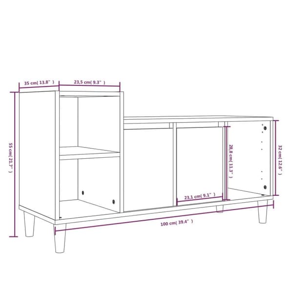 vidaXL TV-benk røkt eik 100x35x55 cm konstruert tre