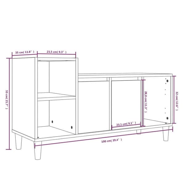 vidaXL TV-benk høyglans hvit 100x35x55 cm konstruert tre