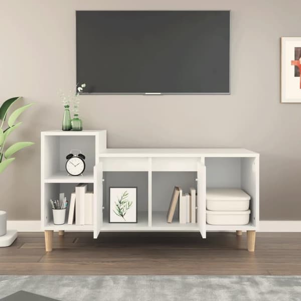 vidaXL TV-benk hvit 100x35x55 cm konstruert tre
