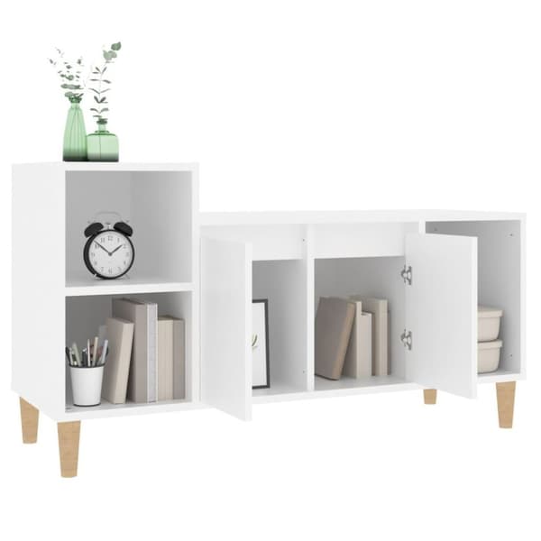 vidaXL TV-benk hvit 100x35x55 cm konstruert tre