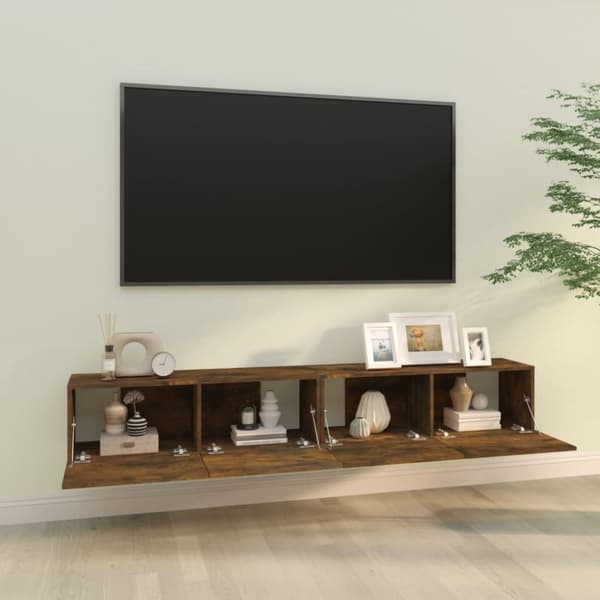 vidaXL væghængte tv-skabe 2 stk. 100x30x30 cm konstrueret træ røget eg