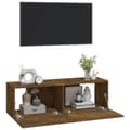 Miniatyrbillede 5 af 10: vidaXL væghængte tv-skabe 2 stk. 100x30x30 cm konstrueret træ røget eg