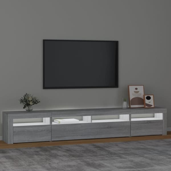 vidaXL TV-benk med LED-lys grå sonoma 240x35x40 cm