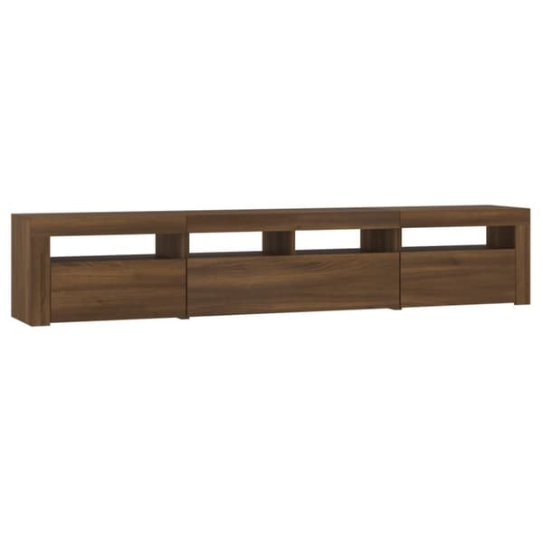 vidaXL TV-benk med LED-lys brun eik 210x35x40 cm