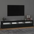 Miniatyrbilde 3 av 11: vidaXL TV-benk med LED-lys svart 210x35x40 cm