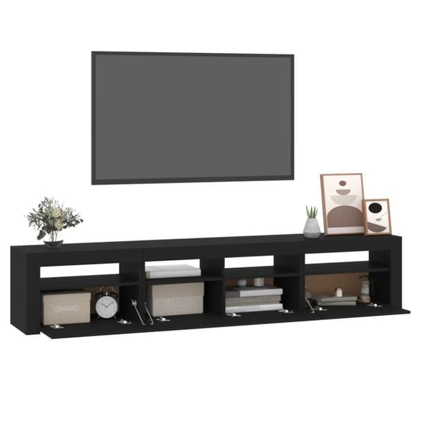 vidaXL TV-benk med LED-lys svart 210x35x40 cm