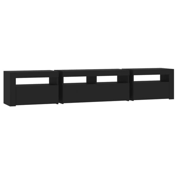 vidaXL TV-benk med LED-lys svart 210x35x40 cm