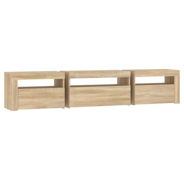 vidaXL TV-benk med LED-lys sonoma eik 195x35x40 cm