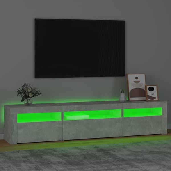 vidaXL TV-benk med LED-lys betonggrå 195x35x40 cm