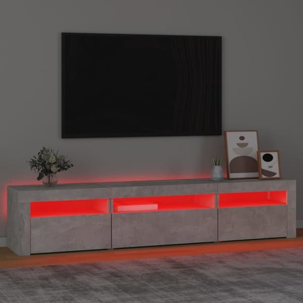 vidaXL TV-benk med LED-lys betonggrå 195x35x40 cm