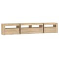 Miniatyrbillede 8 af 11: vidaXL tv-skab med LED-lys 210x35x40 cm Sonoma-eg