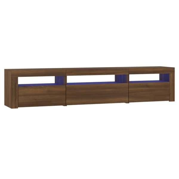 vidaXL tv-bord med LED-lys 195x35x40 cm brun egetræsfarve