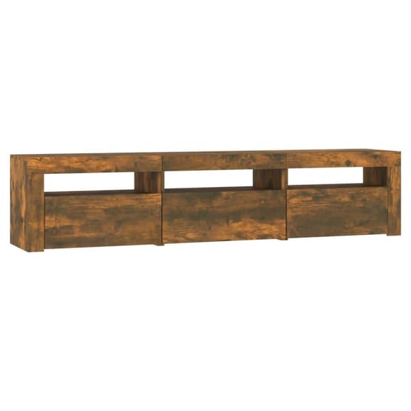 vidaXL tv-bord med LED-lys 180x35x40 cm røget egetræsfarve