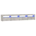 Miniatyrbillede 2 af 11: vidaXL sengebord med LED-lys 240x35x40 cm betongrå
