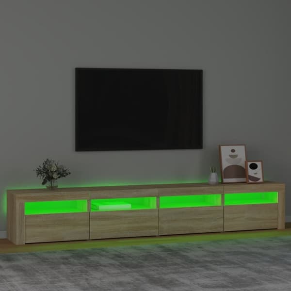 vidaXL tv-skab med LED-lys 240x35x40 cm sonoma-eg