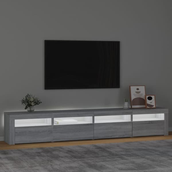 vidaXL tv-skab med LED-lys 240x35x40 cm grå sonoma-eg