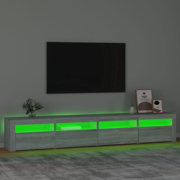 vidaXL tv-skab med LED-lys 240x35x40 cm grå sonoma-eg