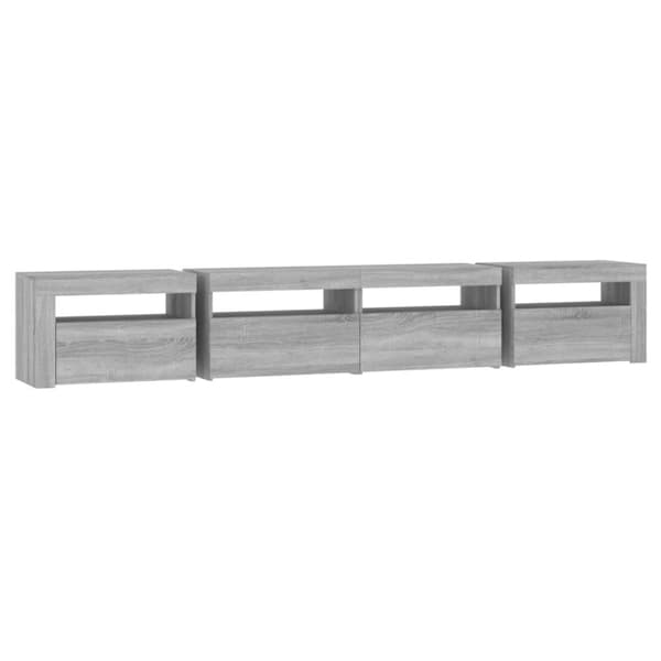 vidaXL tv-skab med LED-lys 240x35x40 cm grå sonoma-eg