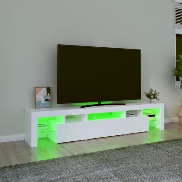 vidaXL TV-taso LED-valoilla valkoinen 200x36,5x40 cm