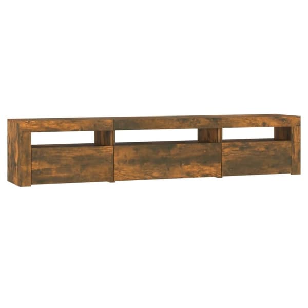 vidaXL TV-benk med LED-lys røkt eik 195 x 35 x 40 cm