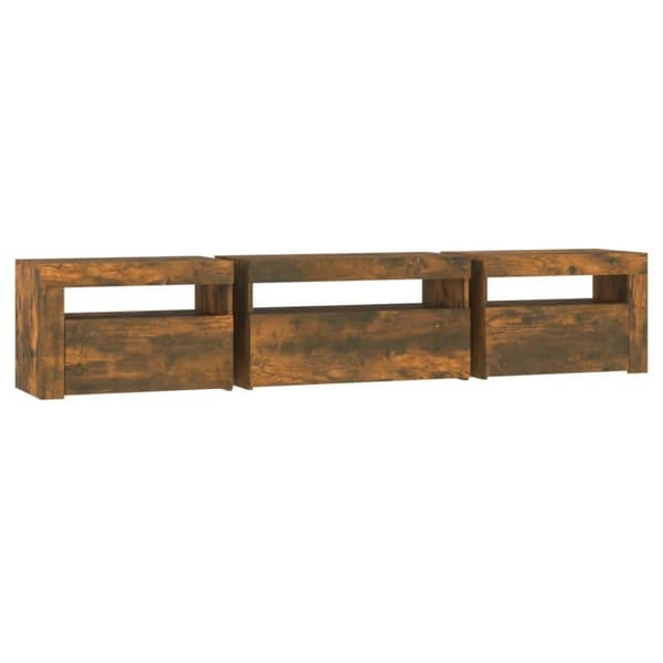 vidaXL TV-benk med LED-lys røkt eik 195 x 35 x 40 cm