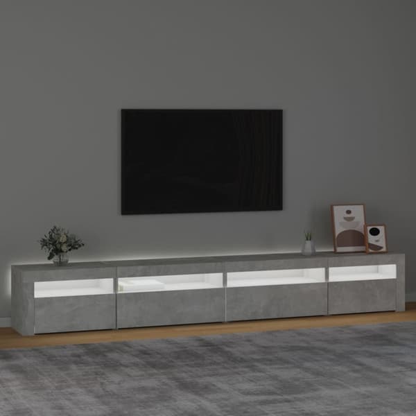 vidaXL Tv-bänk med LED-belysning betonggrå 270x35x40 cm