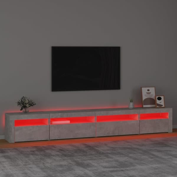 vidaXL Tv-bänk med LED-belysning betonggrå 270x35x40 cm