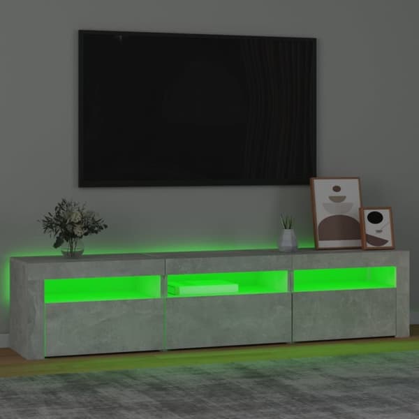 vidaXL TV-benk med LED-lys betonggrå 180x35x40 cm