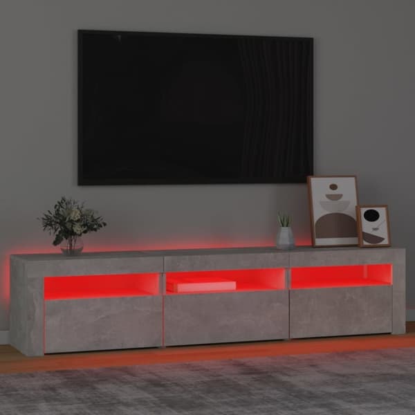 vidaXL TV-benk med LED-lys betonggrå 180x35x40 cm