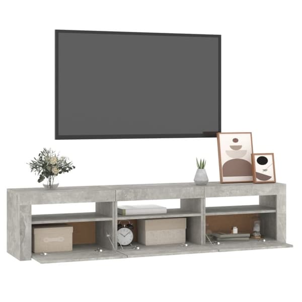 vidaXL TV-benk med LED-lys betonggrå 180x35x40 cm