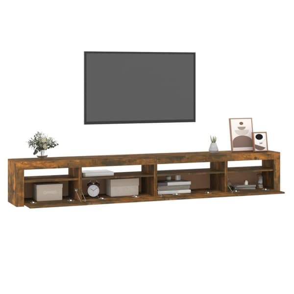 vidaXL Tv-bänk med LED-belysning rökfärgad ek 270x35x40 cm