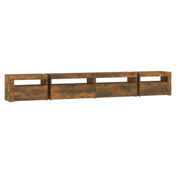 vidaXL Tv-bänk med LED-belysning rökfärgad ek 270x35x40 cm