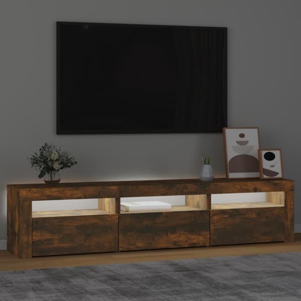 vidaXL Tv-bänk med LED-belysning rökfärgad ek 180x35x40 cm