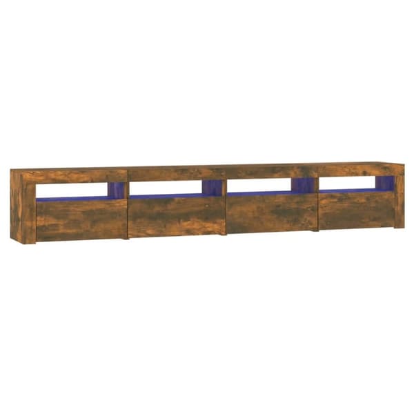 vidaXL TV-benk med LED-lys røkt eik 240x35x40 cm