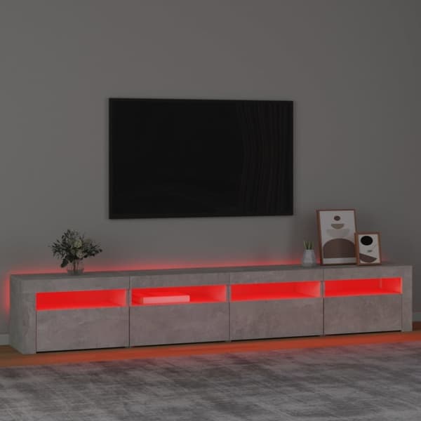 vidaXL TV-benk med LED-lys betonggrå 240x35x40 cm