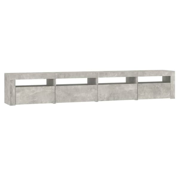 vidaXL TV-benk med LED-lys betonggrå 240x35x40 cm