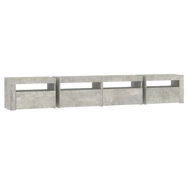 vidaXL TV-benk med LED-lys betonggrå 240x35x40 cm