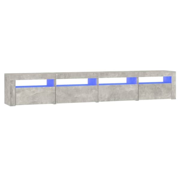 vidaXL TV-benk med LED-lys betonggrå 240x35x40 cm