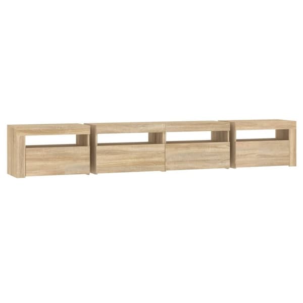vidaXL TV-benk med LED-lys sonoma eik 240x35x40 cm