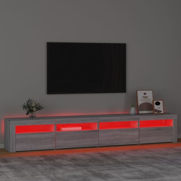 vidaXL TV-benk med LED-lys grå sonoma 240x35x40 cm