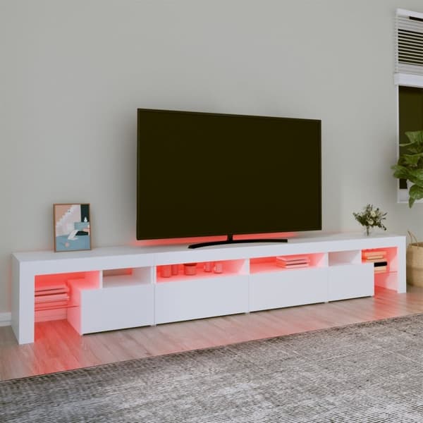 vidaXL Tv-bänk med LED-belysning Vit 260x36,5x40 cm